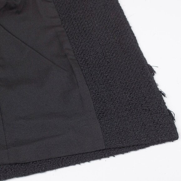 Karl Lagerfeld París Tweed Frayed Fringe Jacket Black Sz Large - Picture 6 of 8